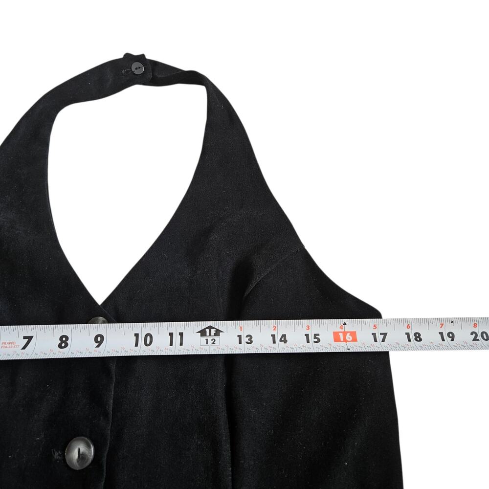 Y2k 90's Mini Halter Dress Black Whimsigoth Button Front - Women's Size 12 - Picture 6 of 6